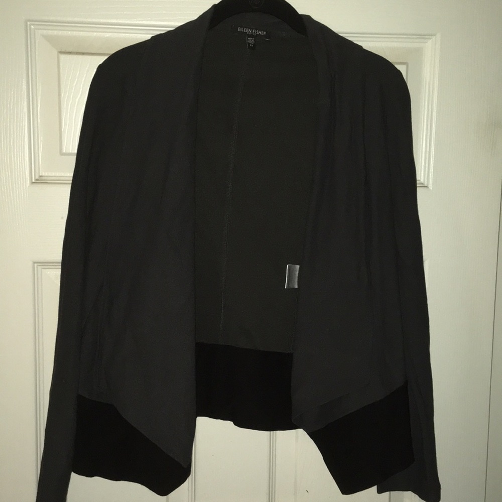 Eileen fisher gray black cardigan PS
